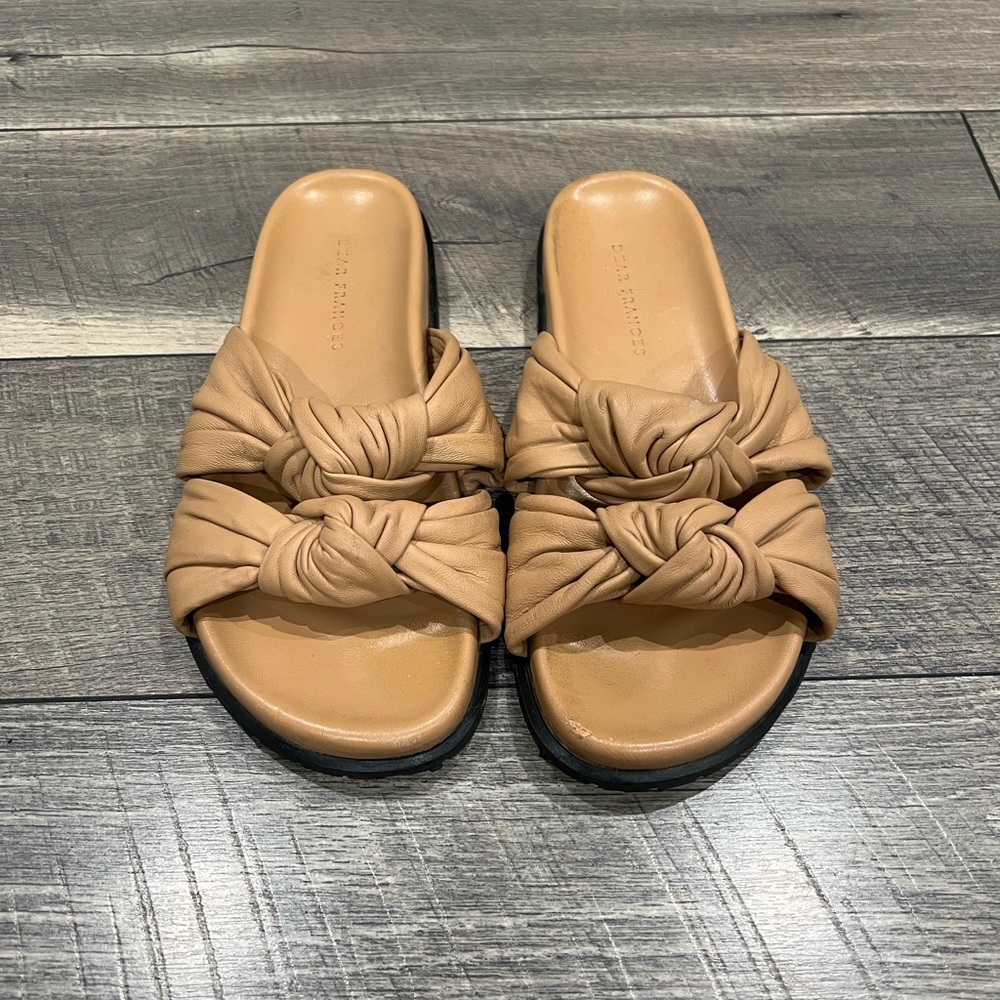 Dear Frances light tan leather tye slide sandals - Picture 2 of 10